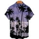 thumbnail image 2 of Camisas De Vestir Para Hombre Casual Hombres Solapa Estampado Manga Corta Puños Botón Puerto Estilo Floral Camisa Sand Beach Hawaiianss Summer Top (Blue, S), 2 of 3