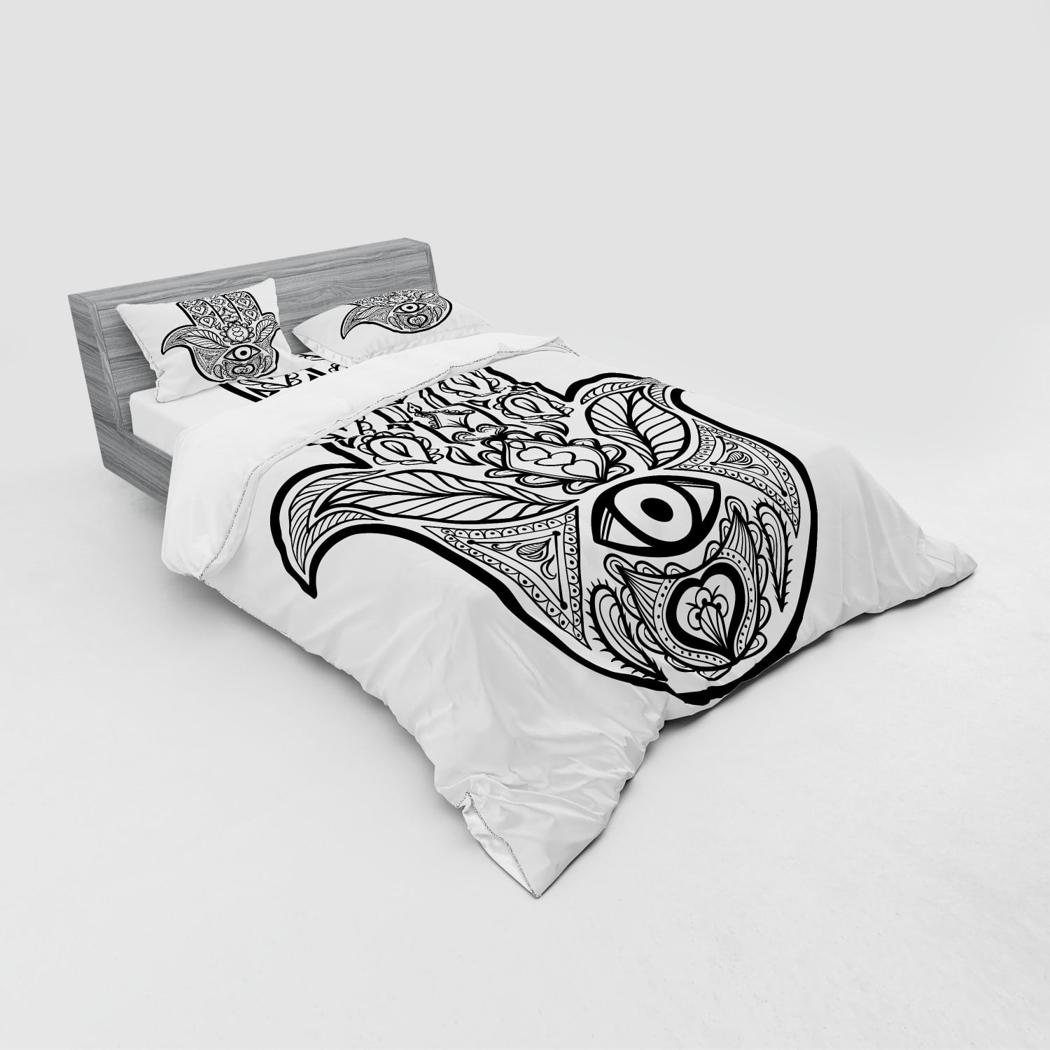 Mandala Duvet Cover Set Hamsa Hand Inner Eye Image Evil Eyes Bless You Oriental Eastern Art Print Bedding Set With Shams And Fitted Sheet 3 Sizes By Ambesonne Walmart Com Walmart Com