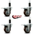 thumbnail image 2 of 3.5 Inch Maroon Poly Swivel 1-1/4 Inch Expanding Stem Caster Set Brake, 2 of 2