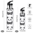 thumbnail image 2 of Hand Painted Cute Panda Faces Sports Bottle with Straw Stainless Steel Water Jug Portable Thermal Cup Leak-proof 1000ML, 2 of 9