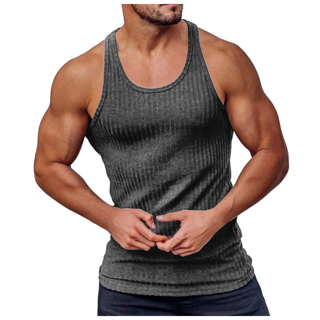 Ramiter Débardeur Sans Manches Hommes Mode Décontractée Chandail Col Rond Sport Gris Foncé,2TG