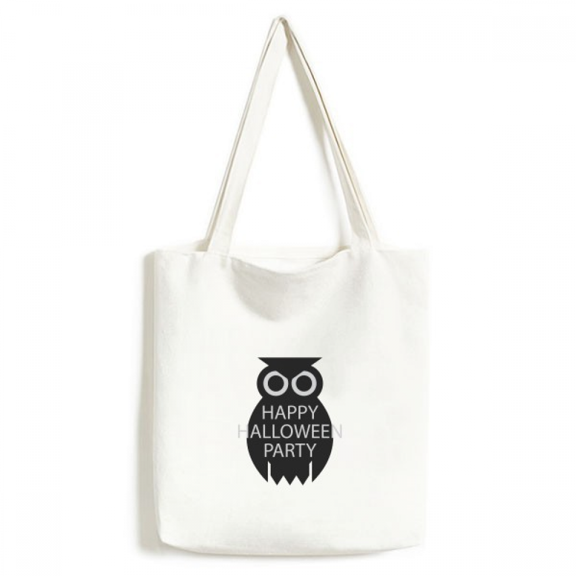 Halloween Simple Black Cartoon Owl Tote Canvas Bag Shopping Satchel Casual Handbag