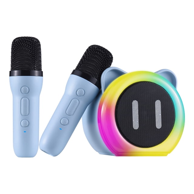 Speaker Karaoke Machine with 2 Wireless Microphones BT Microphone and Speaker KTV Set with RGB Light Effects Handheld Mic Portable Karaoke System Rechargeable for Home Party