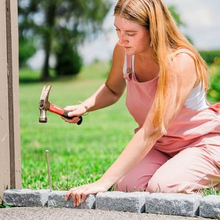 Beuta DIY No Dig Faux Stone Landscape Edging w/Anchoring Spikes, Flexible Brick-Sized Border for Driveways Yards Trees or Gardens, Each 6-Brick Section 48" L x 4" W x 2.25" H (4, Sandstone)