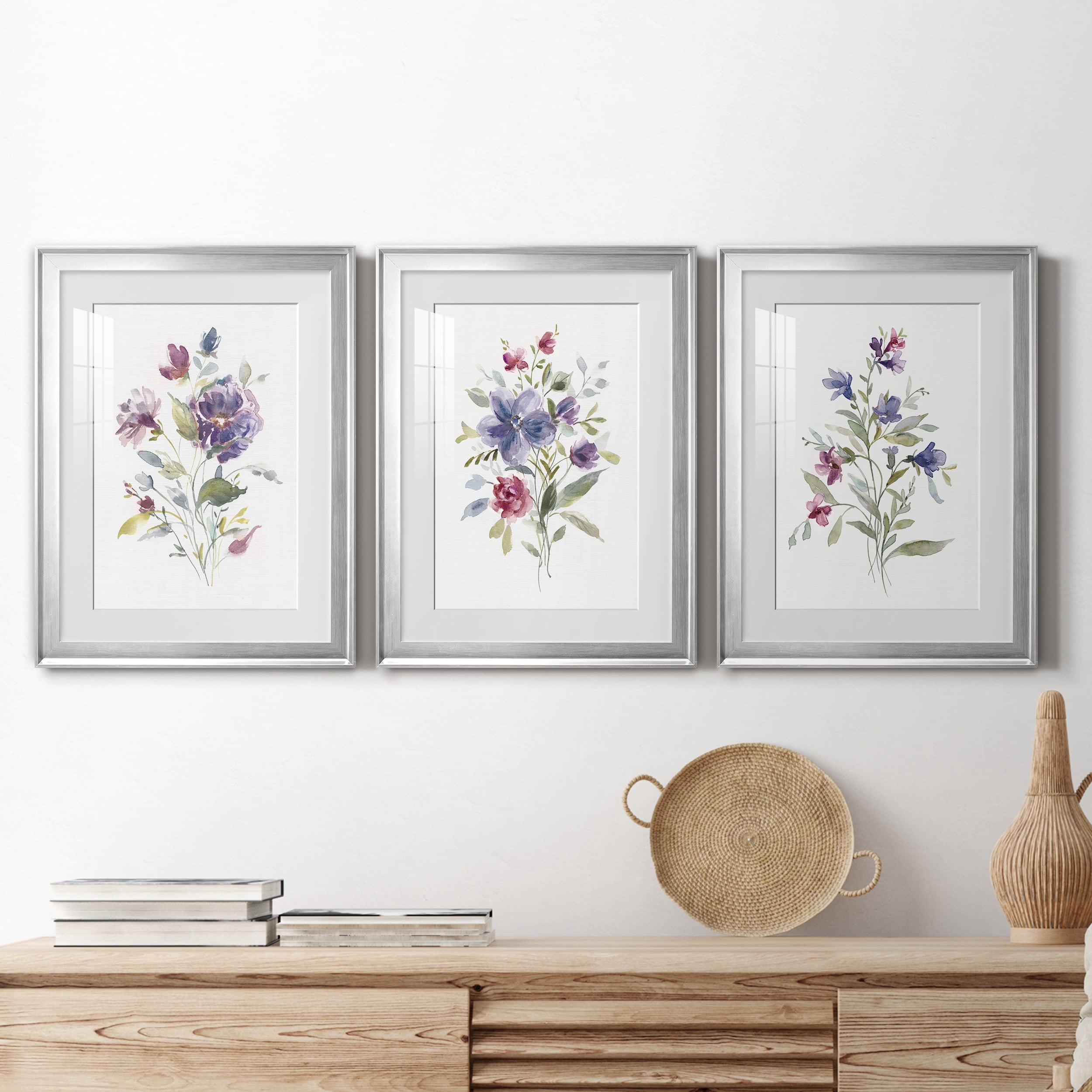 Color Variety I Premium Framed Prints Set of 3 - Ready to Hang - 22 x 30 Each - Silver Frame