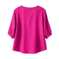 thumbnail image 4 of Wutalume Women's 3/4 Sleeve Button Down Top - Casual Cotton Blouse with Front Button Closure, 3/4 Sleeve Blouses for Women, Womens Summer Tops Lightweight,Hot Pink M, 4 of 8