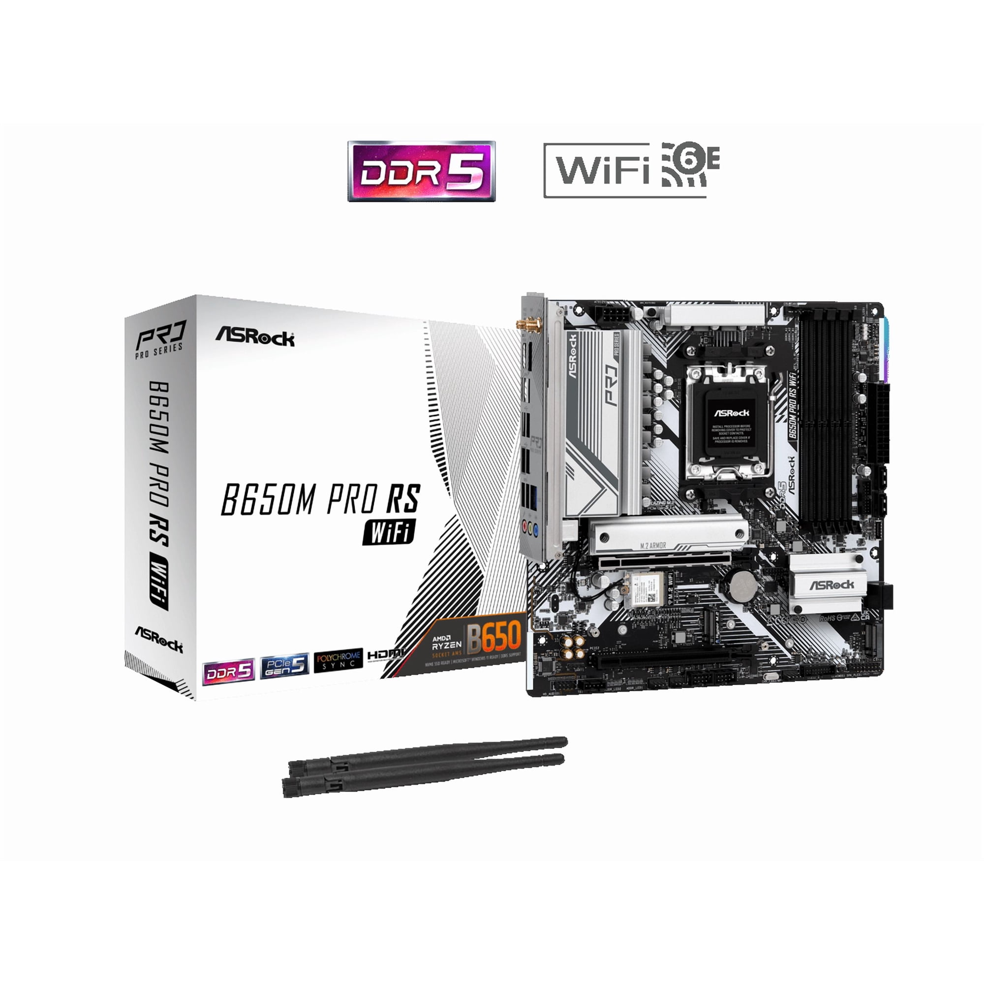 ASRock B650M Pro RS WiFi AM5 AMD B650 Micro ATX Motherboard