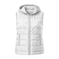 thumbnail image 4 of Guieoi Winter Jacket for Women Striped Checkered Hooded Vest with Zipper Lining and Pockets Coats White L, 4 of 7