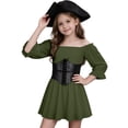thumbnail image 5 of Girl Pirate Dress Off Shoulder Fairy Medieval Renaissance Dress with Corset Belt A Line Dress for Themed Party, 5 of 9