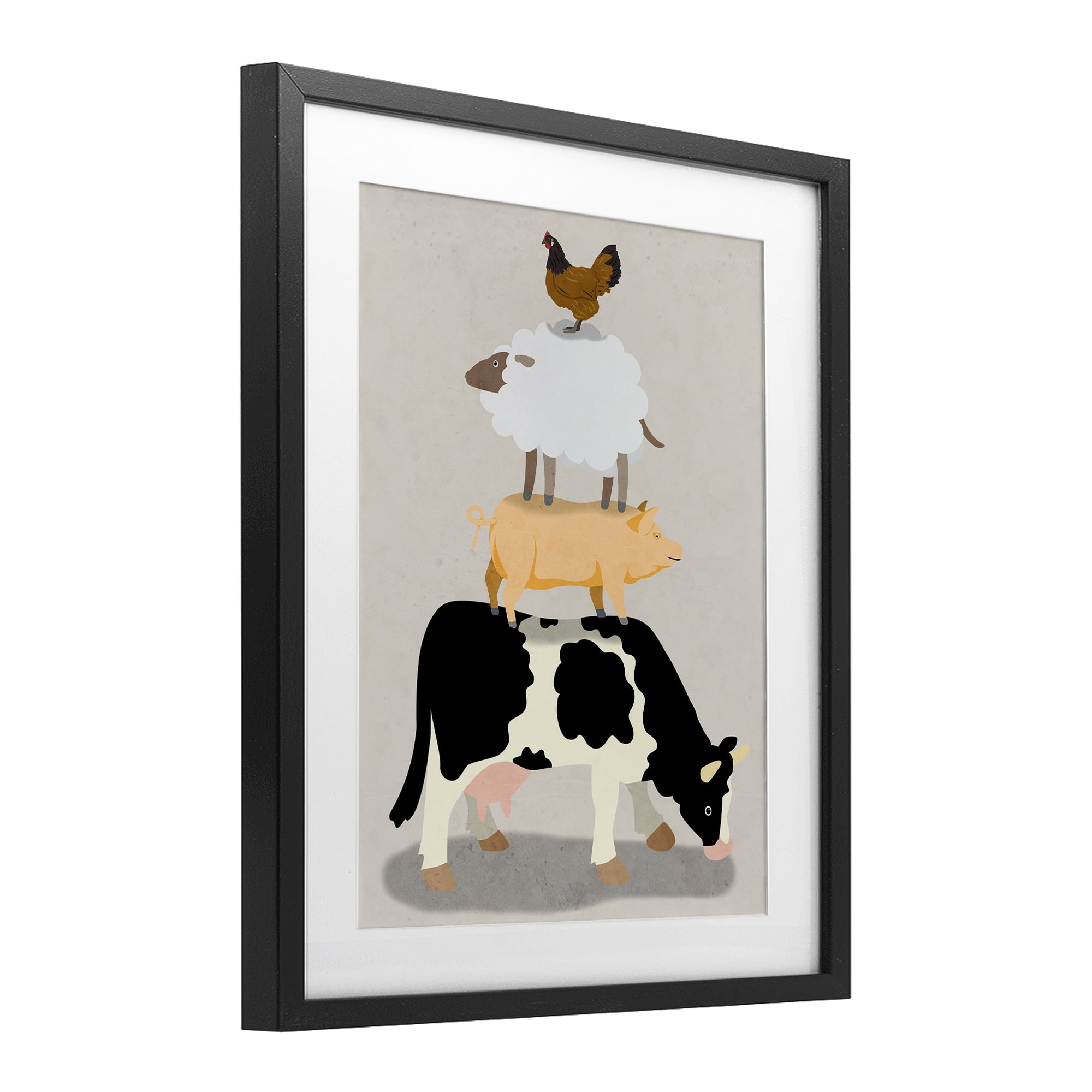 Stupell Industries Farm Stack over Beige Black Framed Print Under Glass, design by Marcus Prime