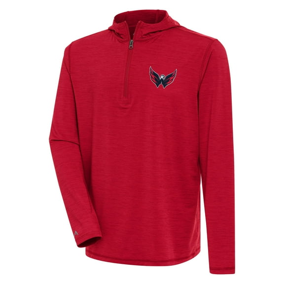 Men's Antigua Heather Red Washington Capitals Tidy Quarter-Zip Pullover Hoodie
