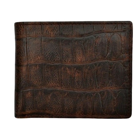 232 Leather - 3D Western Wallet Mens Bifold Gator Print Leather Pockets Cognac W232
