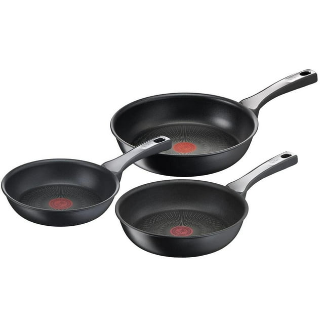 T-fal Juego de Sartenes 20/24/28 con antiadherente de 6 capas y revestimiento reforzado. Incluye una