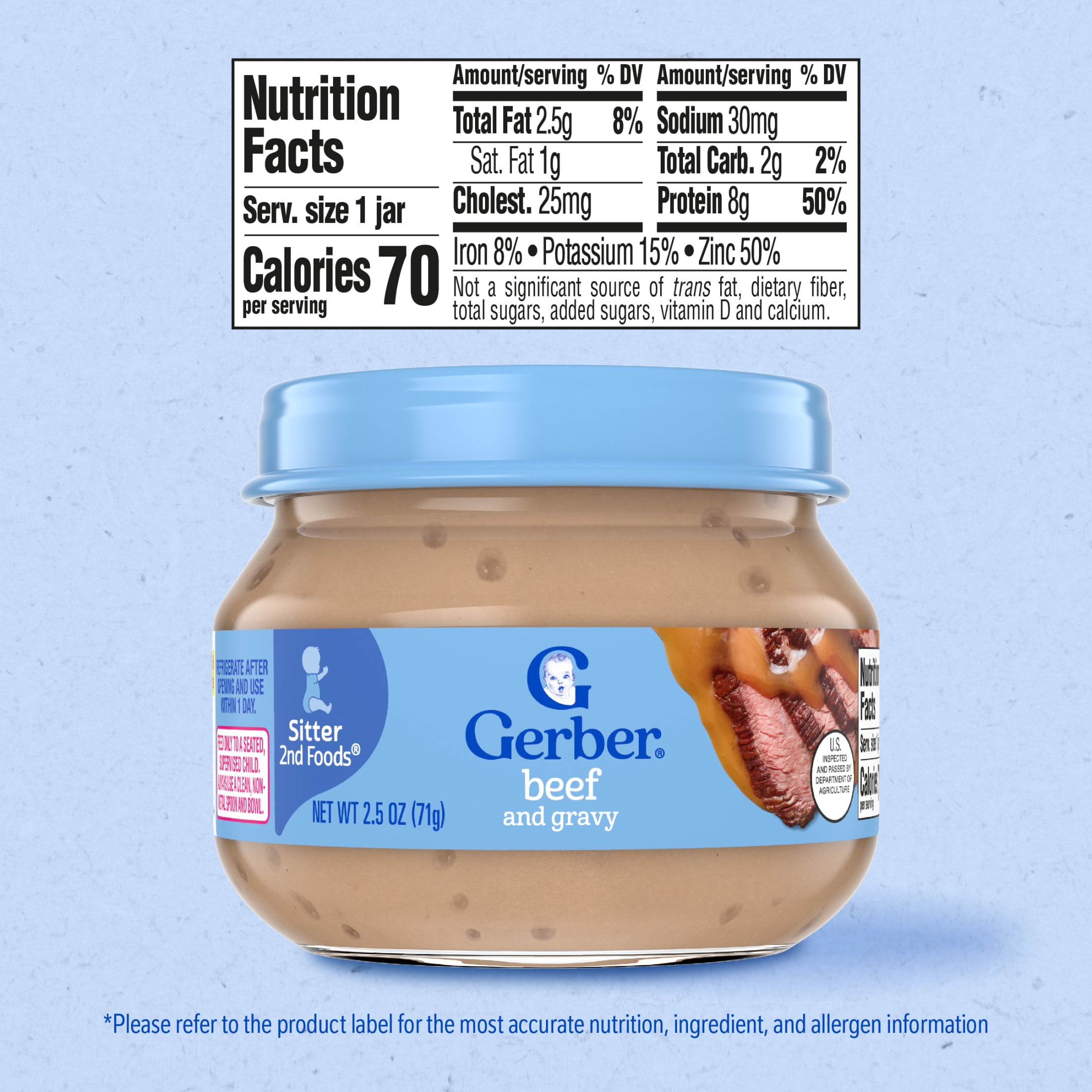 Gerber 2nd Foods Mealtime for Baby Baby Food, Beef and Gravy, 2.5 oz Jar (10 Pack)