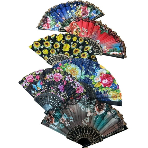 50 Pcs Wedding Folding Hand Fans Bulk Silk Fabric Chinese Handheld Fans Large Plastic Ribs Foldable Fan Wedding Handle Decorative Folding Fans for Party Wedding Gifts Home Decor (Black & White)