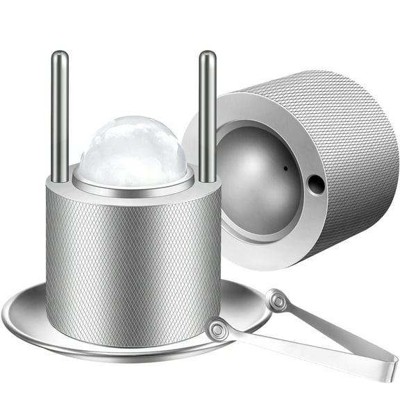 BENTISM Ice Ball Press Ice Ball Maker 2.4"/60 mm Ice Press Kit for Whiskey Silver