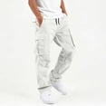 thumbnail image 2 of biudgviw Pants for Boys Drawstring Casual Cargo Pants Child Elastic Waist Wide Leg Pants with Multi Pockets for Outdoor(White aa1,14-15 Years), 2 of 7