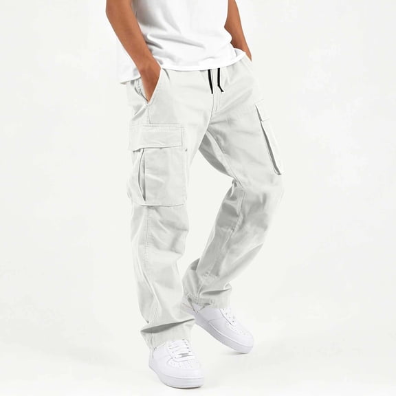 Sevevn Boys' Athletic Straight Cargo Pants 100% Cotton Drawstring Elastic Waist Multi‑Occasion School Daily Wear