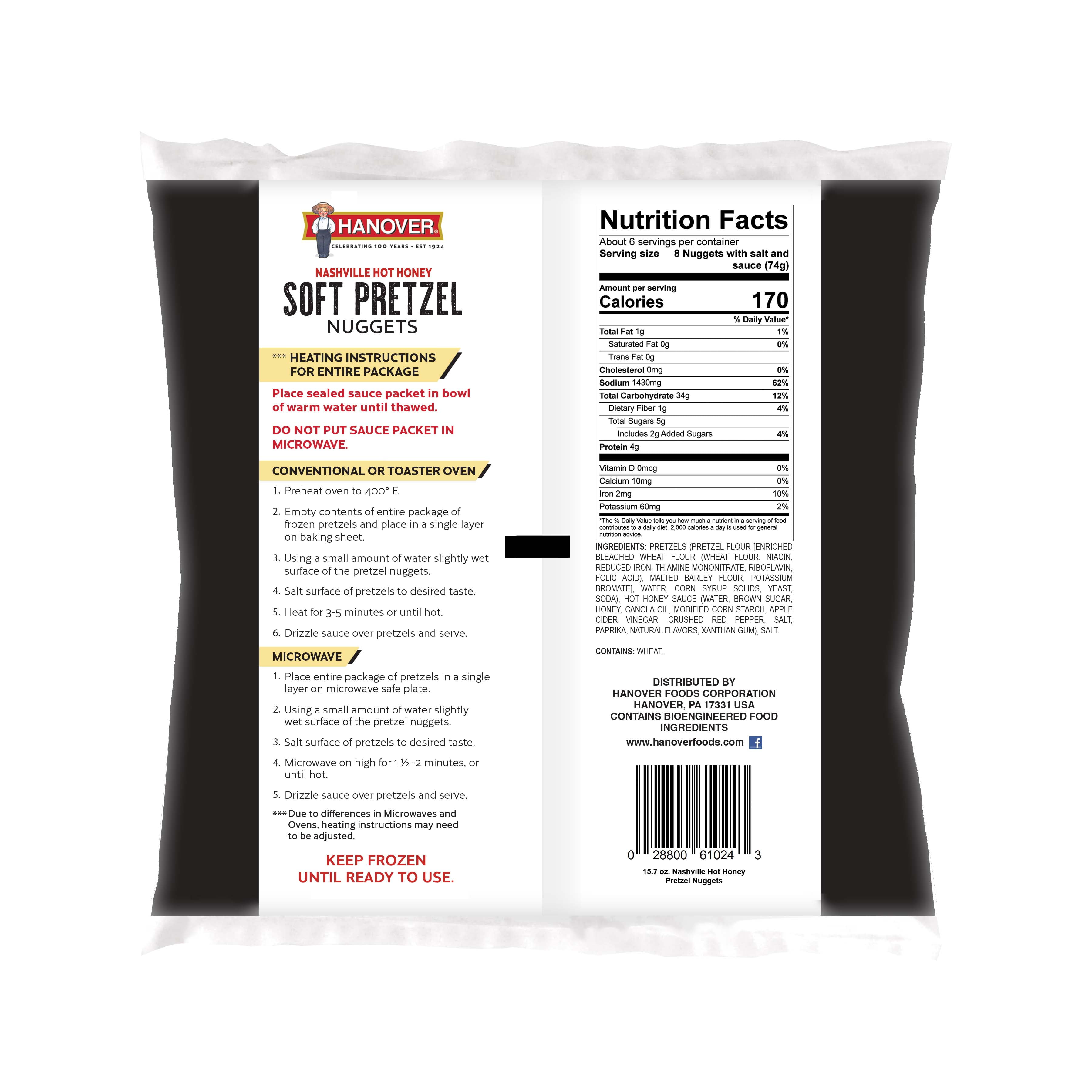 Hanover Sourdough Soft Pretzel Nuggets Nashville Hot Honey, 48 Count (Frozen)