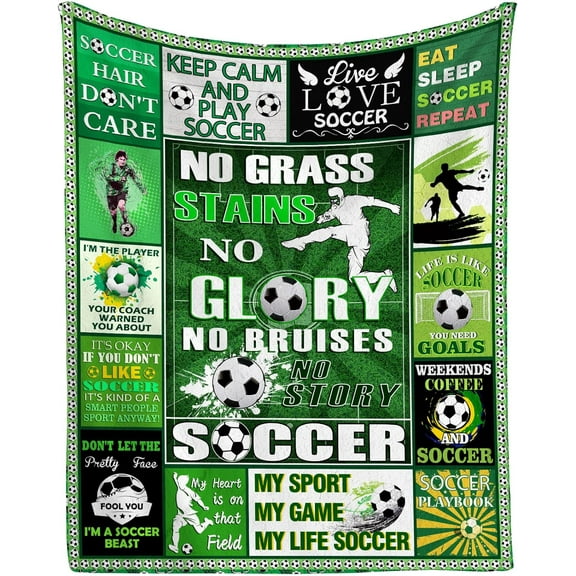 Soccer Gifts, Soccer Blanket, Soccer Gifts for Boys, Soccer Blankets for Boys, Soccer Lover Gifts, Gifts for Soccer Players Boys, Unique Gifts for Soccer Lovers (60" x 50", Soccer Gifts)
