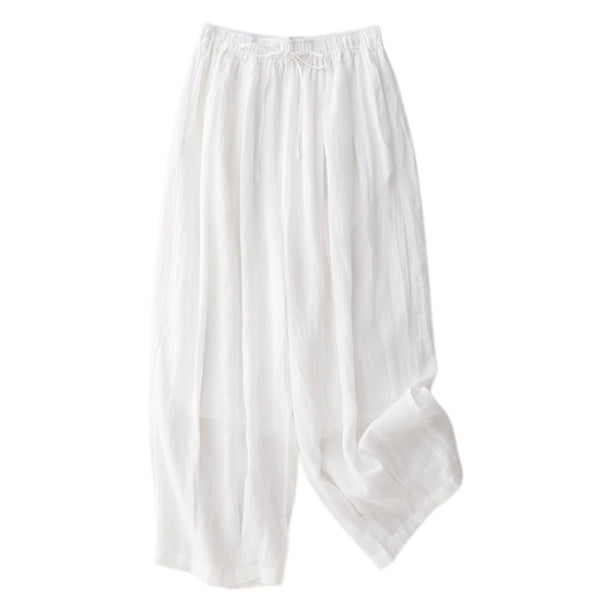 Pantalones anchos con cintura elástica para mujer, para primavera/verano - Pantalones cortos informales con cordones