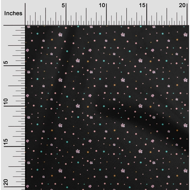 oneOone Viscose Chiffon Fabric Dot & Flower Floral Print Fabric by The Yard 42 Inch Wide