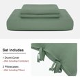 thumbnail image 3 of PiccoCasa 3Pcs Brushed Microfiber Duvet Cover Set Bedding Set with Bowtie, Light Green Queen, 3 of 6