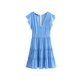 thumbnail image 3 of Seyurigaoka Women Sexy V-neck Short Dress Printing Short Sleeve Flounce Skirt, 3 of 9