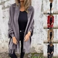 thumbnail image 7 of Lovskoo Women's Fleece Tassel Shawl Coat Long Sleeve Casual Open Front Sweater Cardigan Long Sleeve Outwear Red, 7 of 7