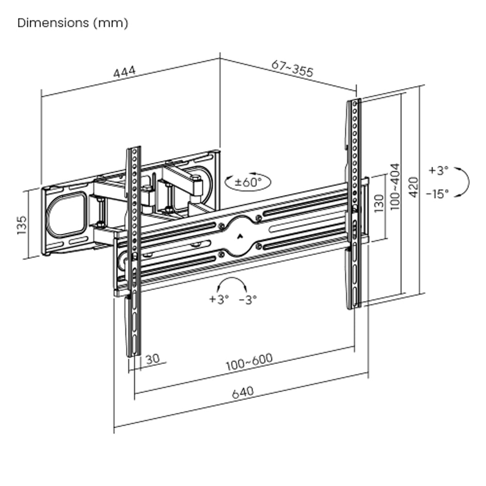 Economy Full-Motion Dual-Arm TV Wall Mount: Up to 37" to 80" Screens