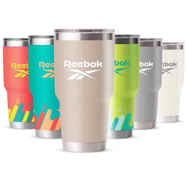 Reebok Vaso de acero inoxidable con doble pared aislada al aspiradora, taza de viaje con tapa y pajita para bebidas calientes, frías y heladas, sin BPA Lifestyle 40Oz SS Tumbler, Beige, 120