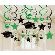 Graduation Foil Swirl Green Decorations (30 Count)