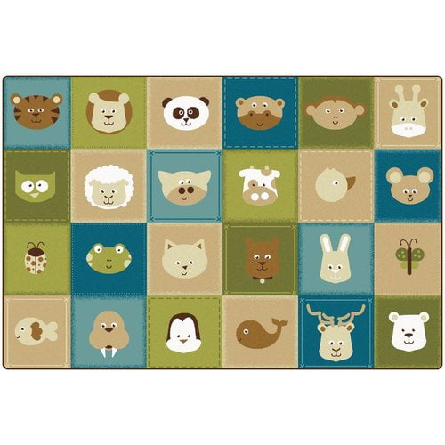 Carpets For Kids 1576135 KIDSoft Animal Patchwork Carpet, 8 x 12 ft. - Nature