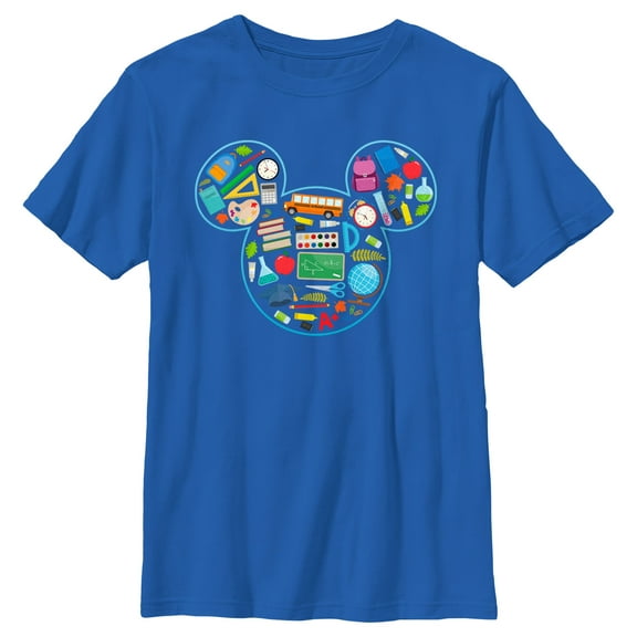 Boy's Mickey & Friends Teacher Supplies Logo Graphic Tee Royal Blue Large