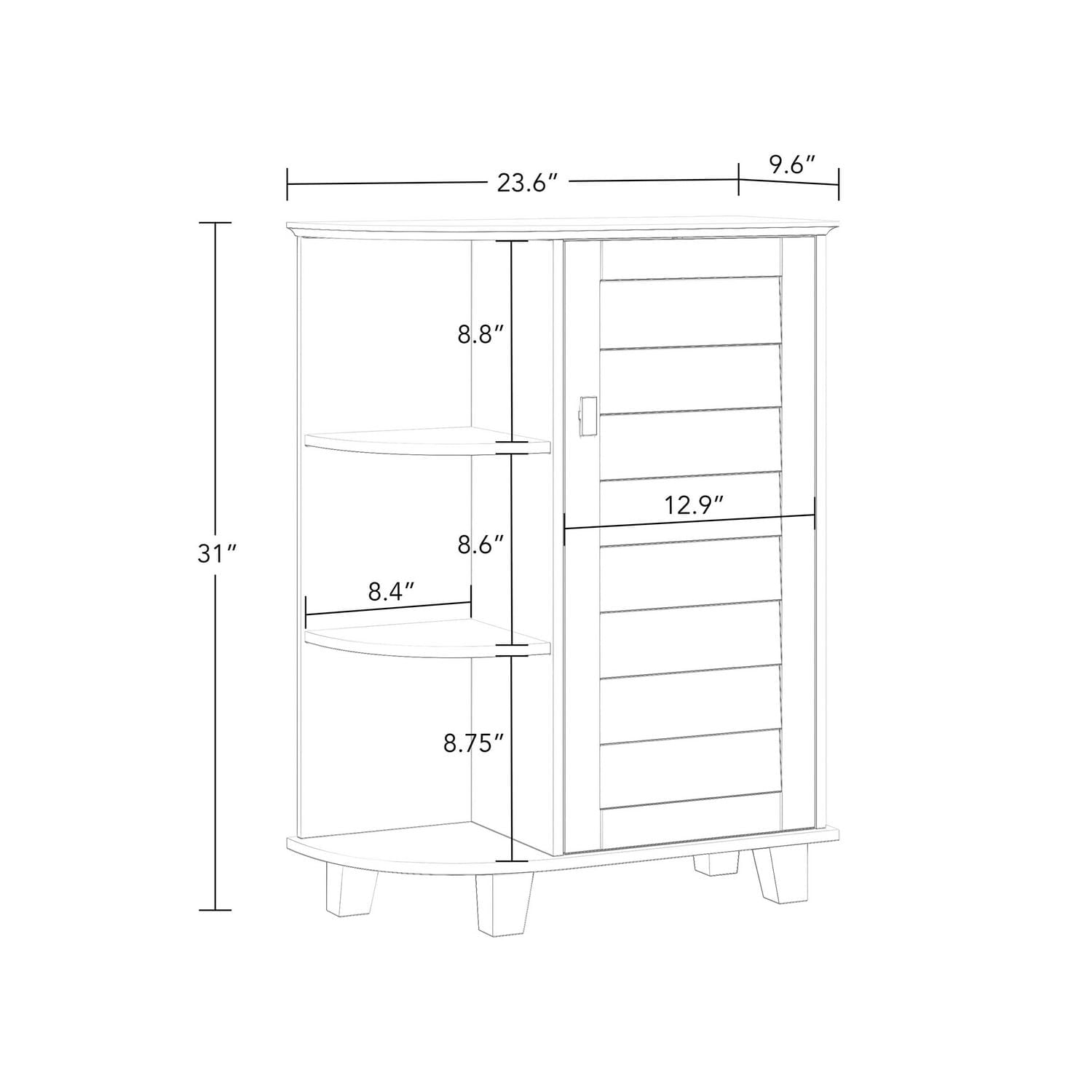 RiverRidge Home® Brookfield Single Door Floor Cabinet with Side Shelves - White