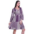 thumbnail image 3 of Moomaya Robe Courte Évasée Imprimée de Designer, Manches Longues, Tunique en Velours, Robes pour Femmes, 3 of 6