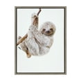 thumbnail image 3 of Kate and Laurel Sylvie Baby Sloth Hanging Around Framed Canvas Wall Art by Amy Peterson Art Studio, 18x24 Gray, Modern Animal Portrait Art for Wall, 3 of 7