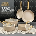 thumbnail image 5 of Thyme & Table 12-Piece Ceramic Non-Stick Signature Ribbed Cookware Set, Non-Toxic Pots and Pans Set - Taupe, 5 of 9