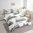 thumbnail image 3 of Homewish Retro Steam Engine 7pcs Bedding Comforter Set,Western Train Transportation Queen Bedding Sets,White Gray Queen Sheet Sets For Boys,Breathable Home Decor, 3 of 8