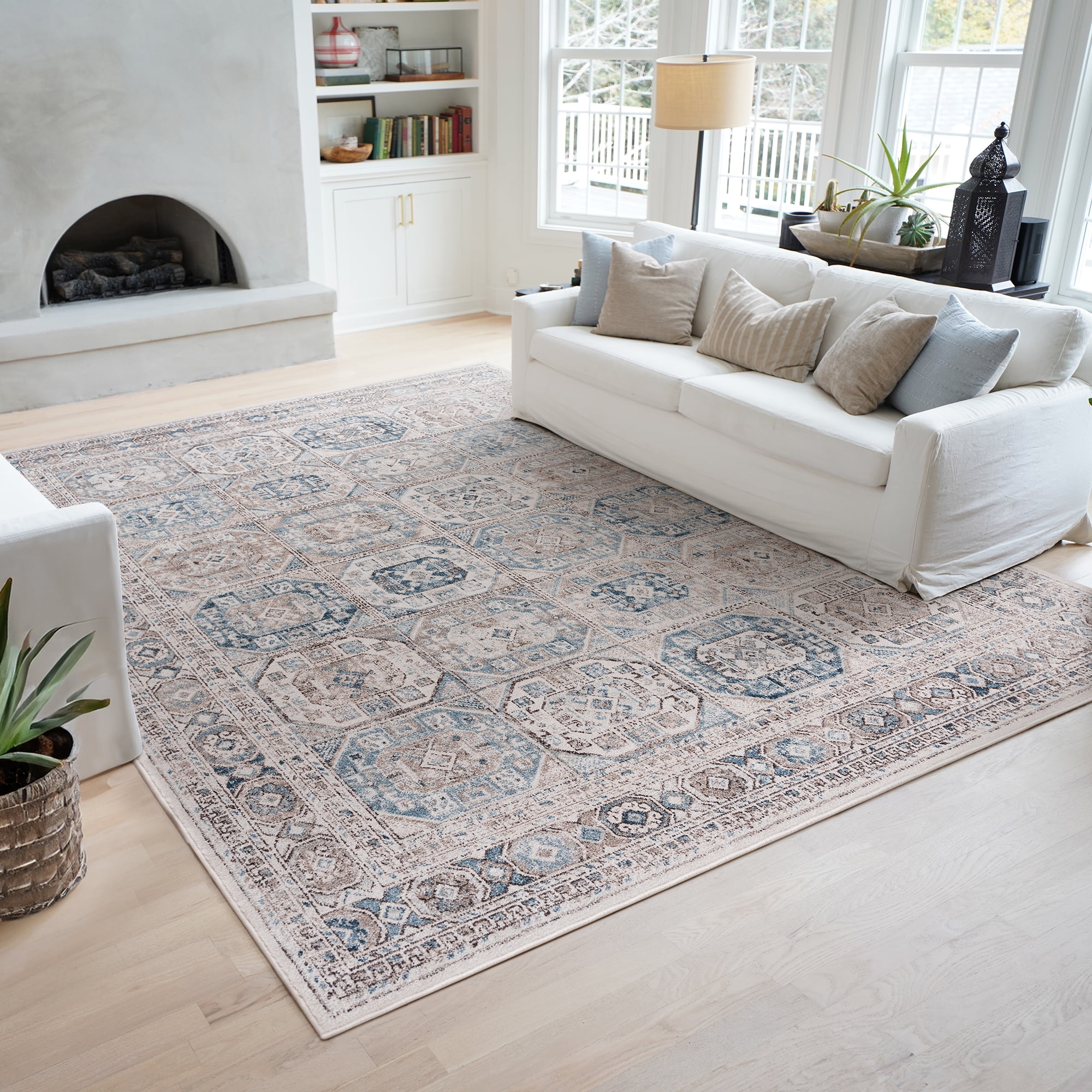 Bliss Rugs Magic Traditional 8' x 10' Blue and Cream Indoor Area Rug