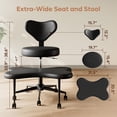 thumbnail image 3 of Sillón Ergonómico Pinmoco para Piernas Cruzadas, Giratorio 360° con Ruedas, Altura Ajustable, Cuero PU Negro, 3 of 8