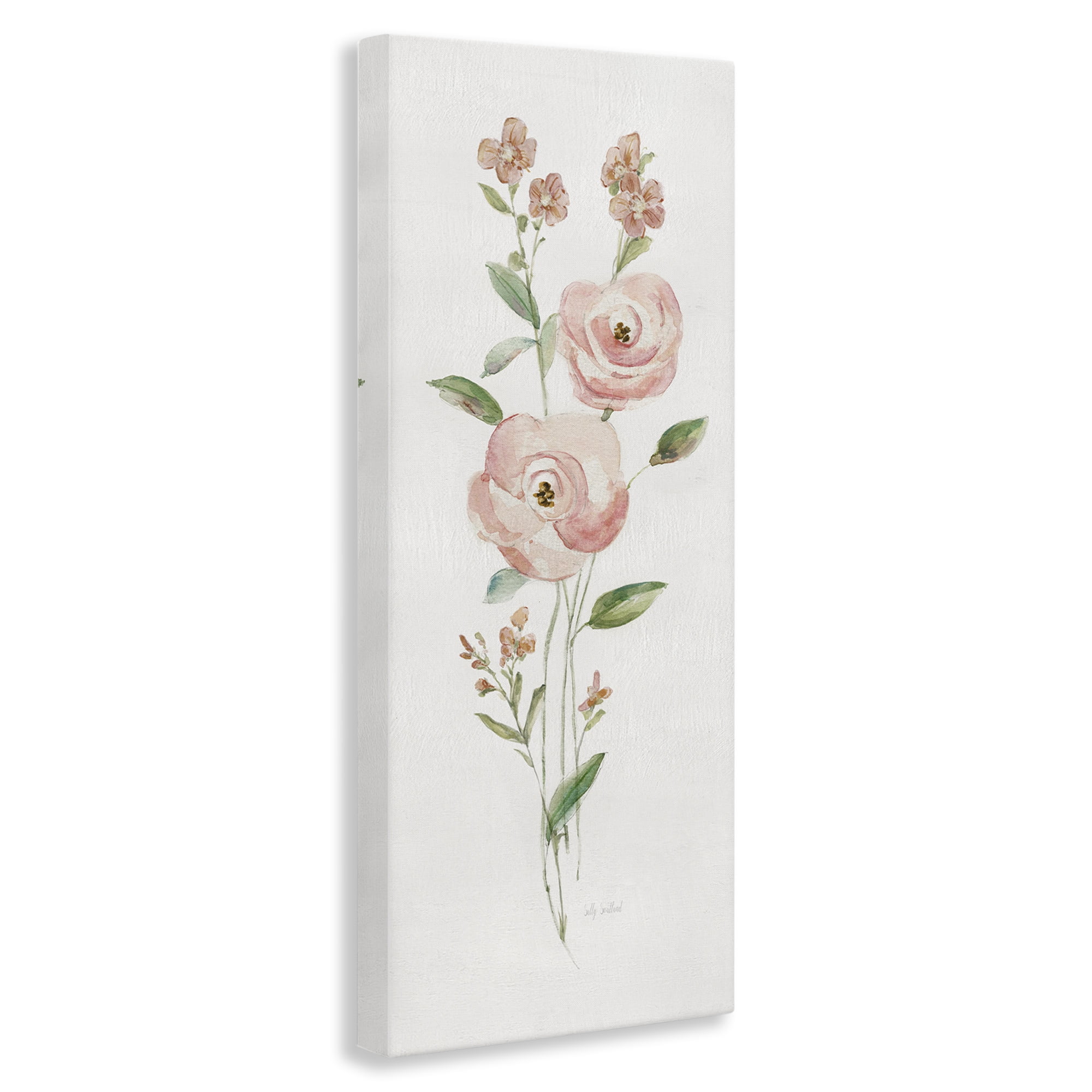 Stupell Industries Soft Rose Sprigs Botanical & Floral Painting Gallery Wrapped Canvas Art Print Wall Art, 17 x 40