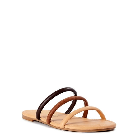 Melrose Ave Women's Faux Leather Three Strap Sandals