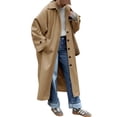 thumbnail image 3 of Womens Long Trench Coat Single Breasted Oversized Windproof Classic Lapel Fall Overcoat, 3 of 5