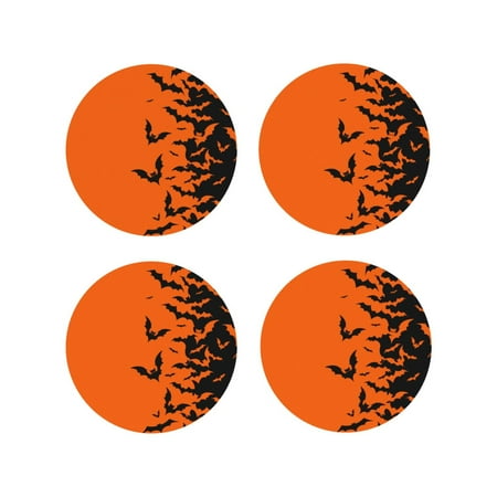 

Lukts Halloween Bats Print Leather Drinks Coasters Set of 4 Suitable or Drinks Furniture Protection and Easy Clean up-Round Shape
