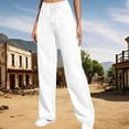 thumbnail image 5 of Women's Plus Size High Waist Wide Leg Jeans, Stretch Denim Straight Leg Pants with Side Pockets, Loose Fit Vintage Washed Mom Jeans for Casual and Daily Wear White XXXXXL, 5 of 10