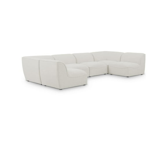 Meridian Furniture Miramar Cream Durable Linen Textured Modular Sectional