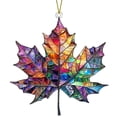 thumbnail image 2 of Small Maple Leaf Acrylic Sun Catcher 8cm, Painted Glass Fall Hanging Decor for Window Balcony, Autumn Pendant for Thanksgiving Courtyard Wall Home Decor, 2 of 6