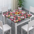 thumbnail image 3 of Pioneer Flower Floral Print Pattern Square Fitted Tablecloth with Elastic Edge,Square Table Cover,Washable Elastic Table Cover for Home Kitchen Party Decor 34"x34", 3 of 6
