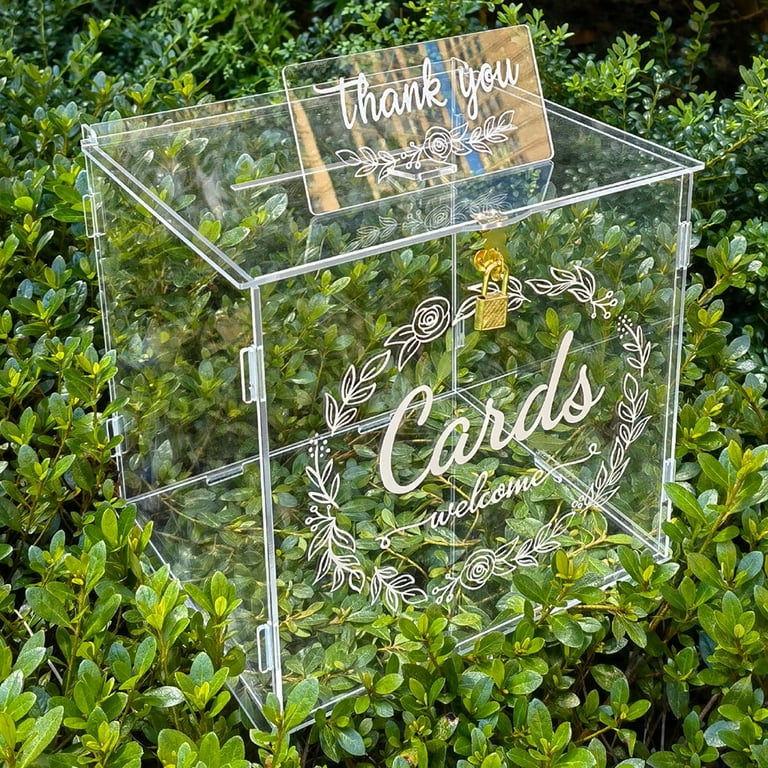 OurWarm Acrylic Wedding Card BoxClear Gift Card Box for Wedding
